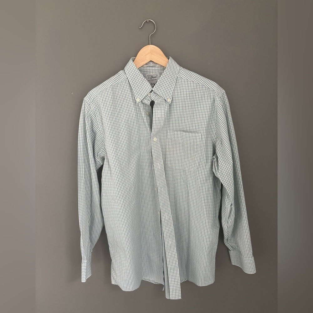 L.L. Bean Men's Blue Checkered Button Down Shirt